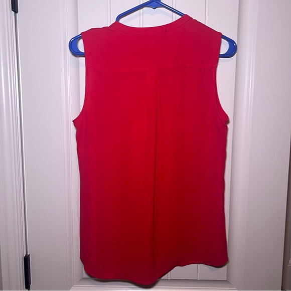 Karl Lagerfeld Red Paris Ruffle Neck Sleeveless Blouse Size Small 6 Office - Picture 5 of 13